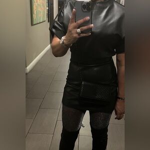 Zara real leather dress